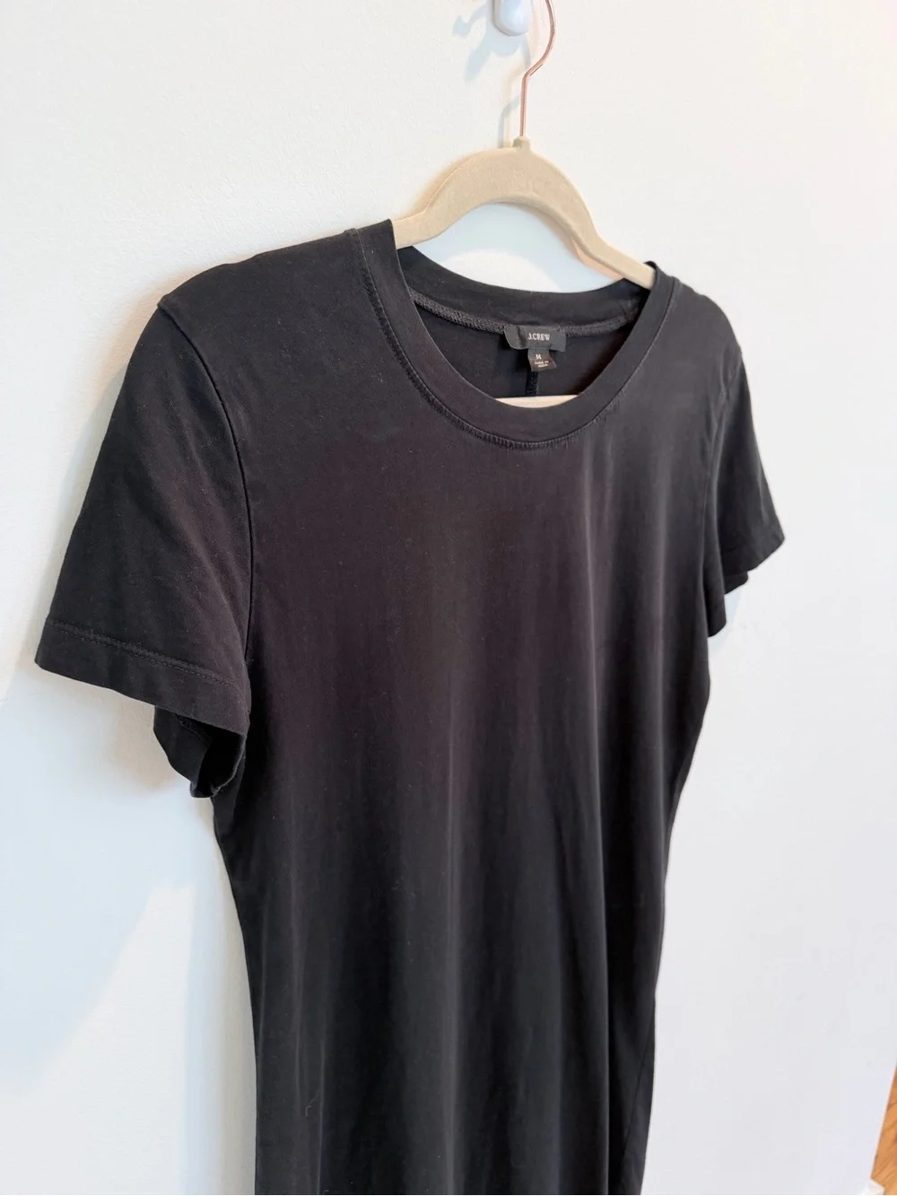J. Crew Cotton Midi T Shirt Dress in Black, Size Medium